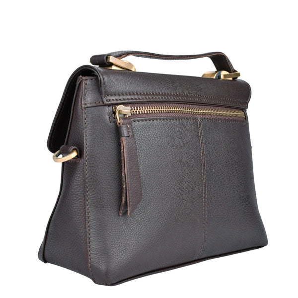 Leren schoudertas Fei achterkant