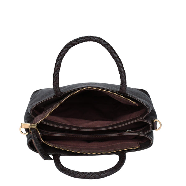 Leren mid-size handtas Beau binnenkant