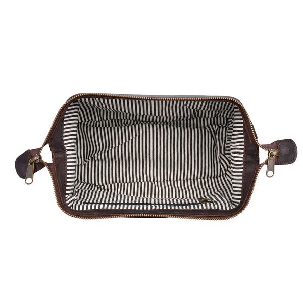 Leren toilettas Miles binnenkant