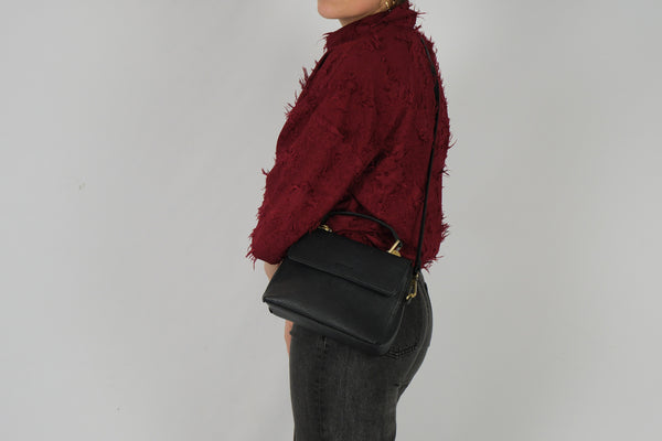 Leren schoudertas Fei zwart afbeelding 2