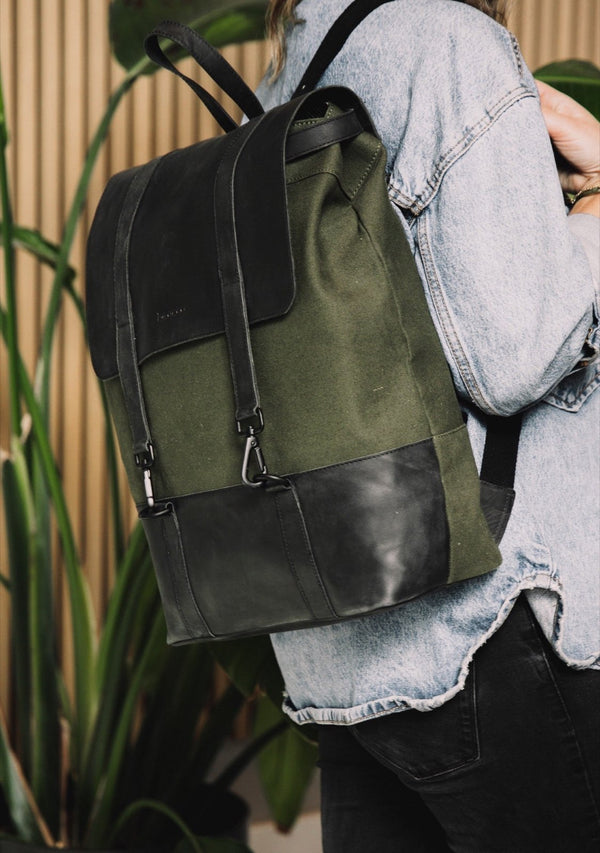 Leren Rugzak Finn - 17" groen afbeelding 7