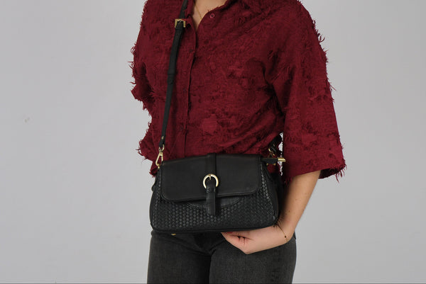 Leren schoudertas Lua zwart afbeelding 2