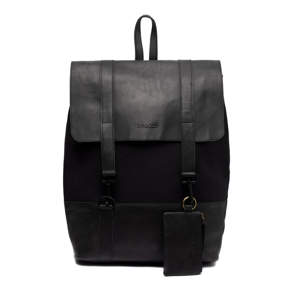 Leren Rugzak Finn - 17" zwart achterkant