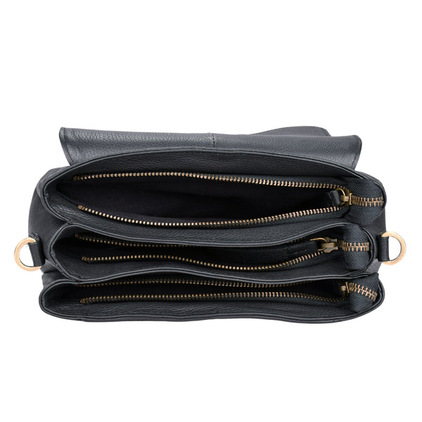 Leren schoudertas Lua binnenkant